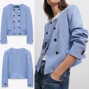 Classic Zara cropped double breasted blazer